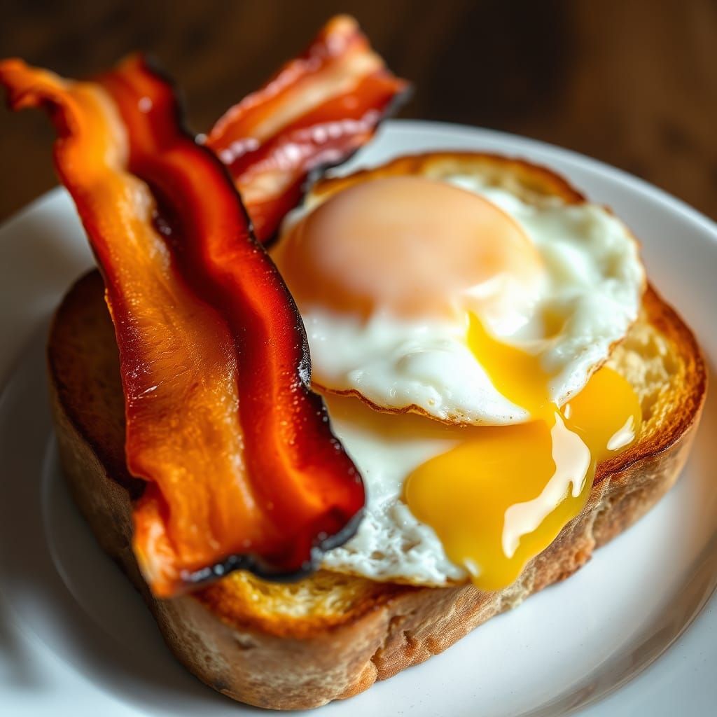 Bacon, Egg, and Toast Still Life