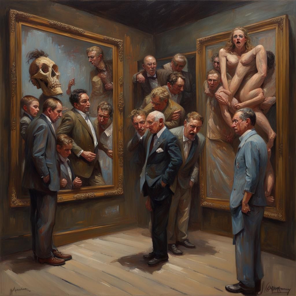 Surreal Oil Painting of Madness Gallery Interior