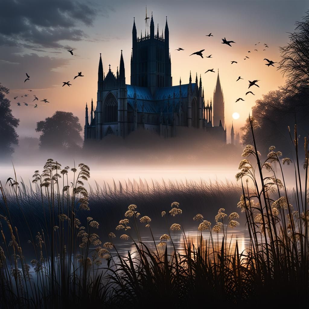 Ely Cathedral at Dawn: Cinematic Digital Painting