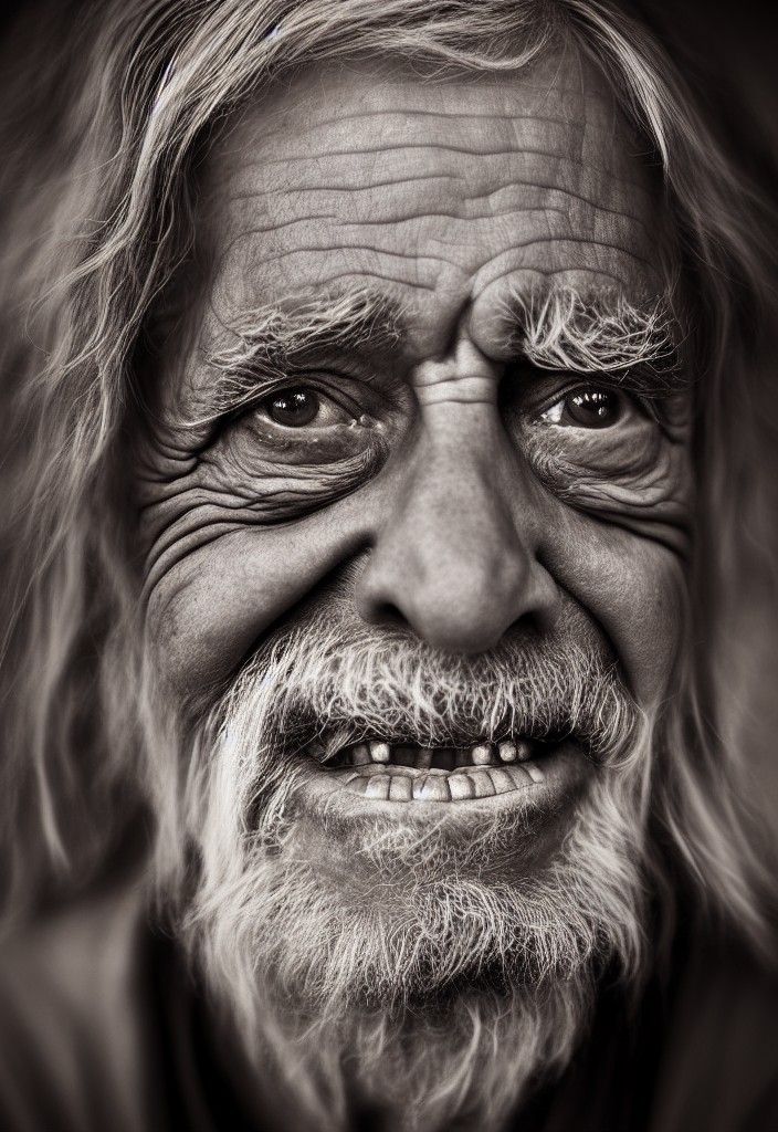 Detailed Portrait of an Old Man in 8k