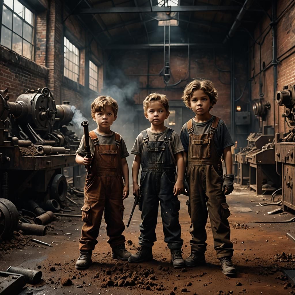 Gritty Weapon Factory Illustration: Child Labor