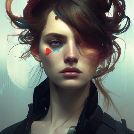 Tech Noir Homosapiens Portrait in Hyperdetailed Style