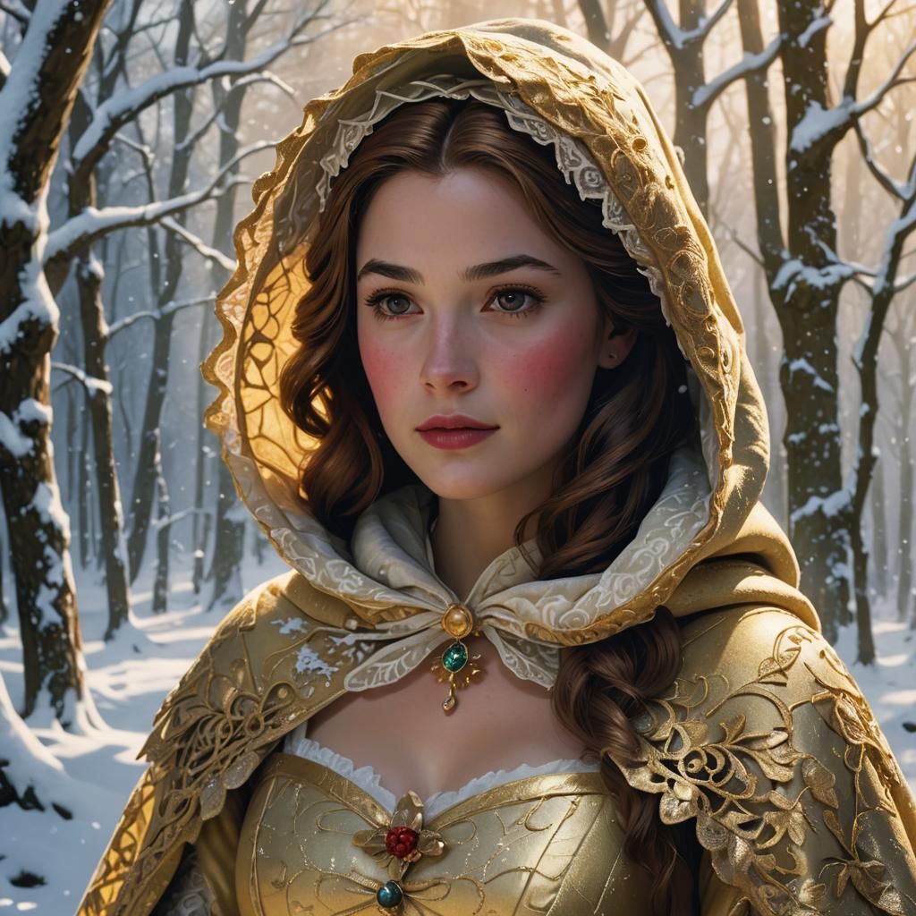 Belle in Christmas Outfit in Renaissance Style