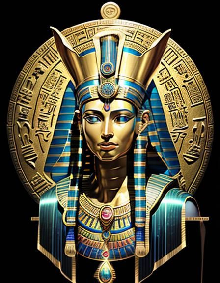 Pharaoh Portrait with Magic Amulet in Splash Art