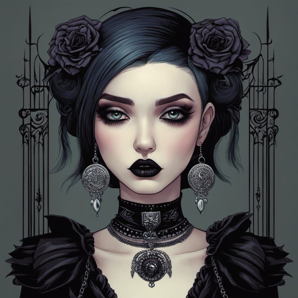 Moody Goth Punk Girl in Visionary Art Style