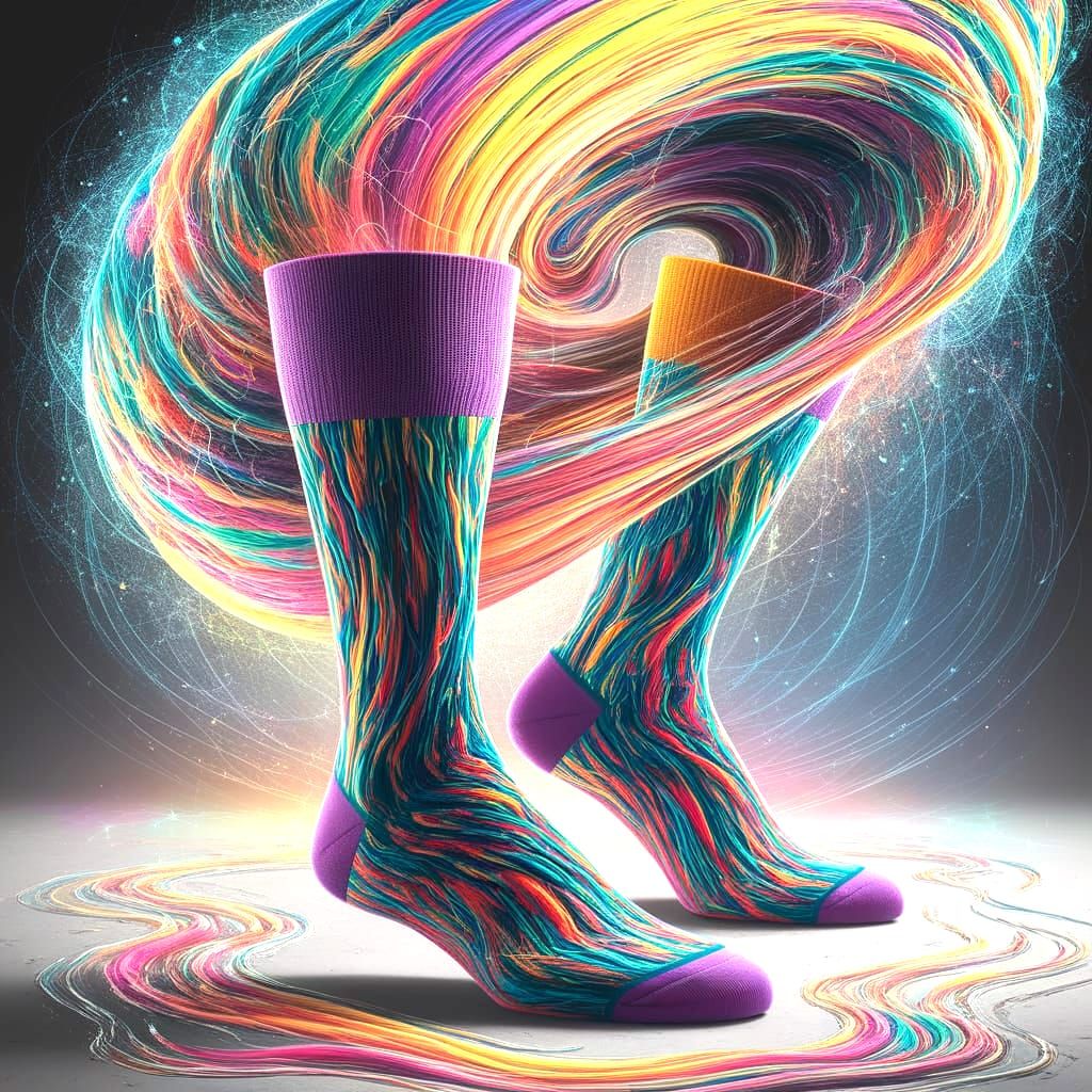 Surreal Quantum Vortex Socks in Psychedelic Hues
