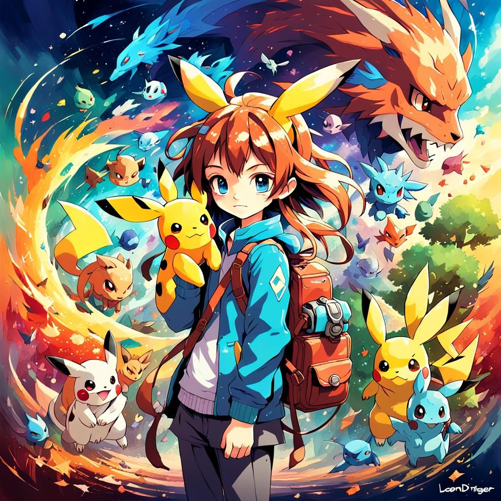 Anime Pokemon Portrait in Triadic Color