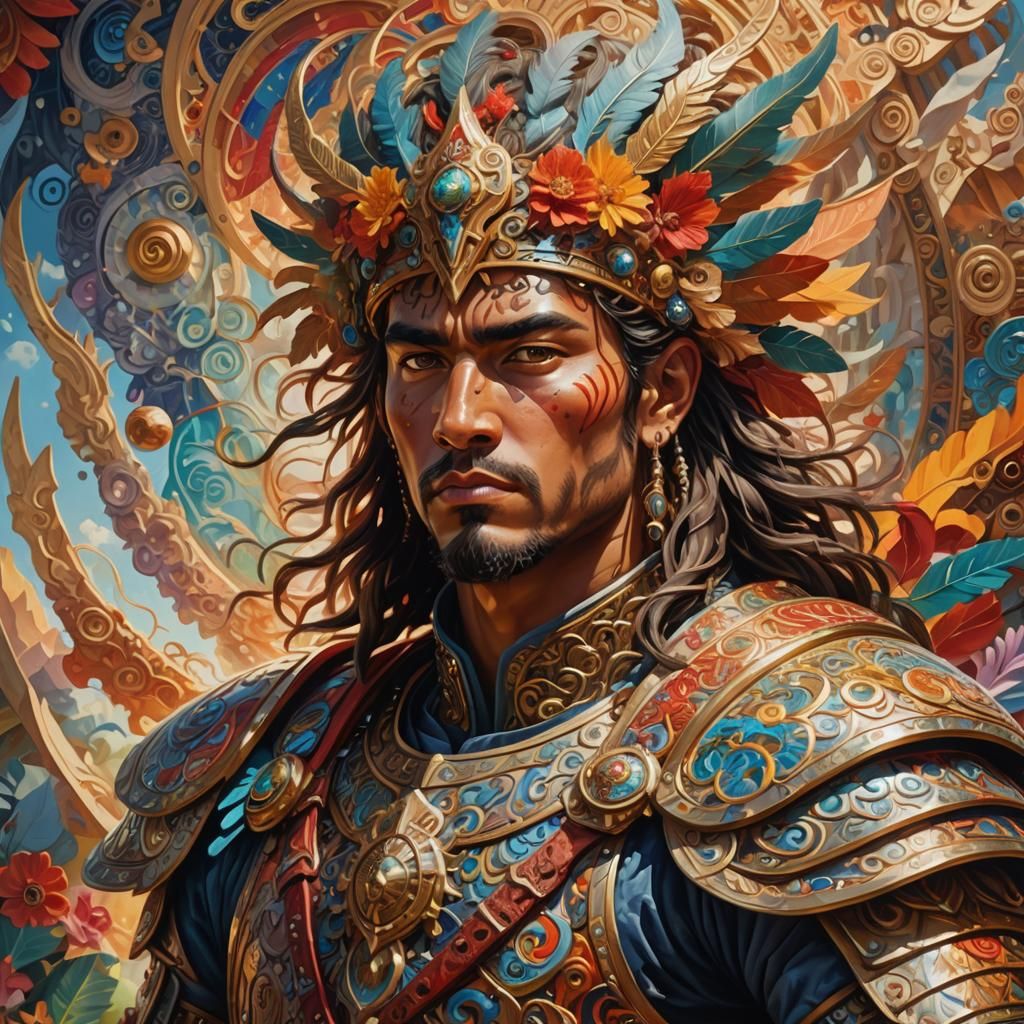 Fantasy Warrior Portrait in Maximalist Digital Art