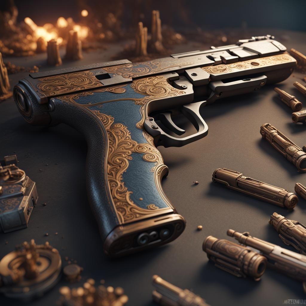 Detailed Gun Matte Painting in Deep Color
