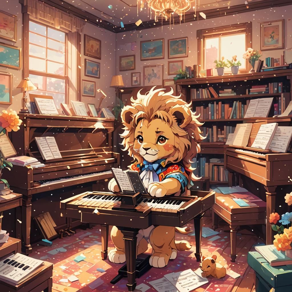 Baby Lion's Pixel Art Piano Concert