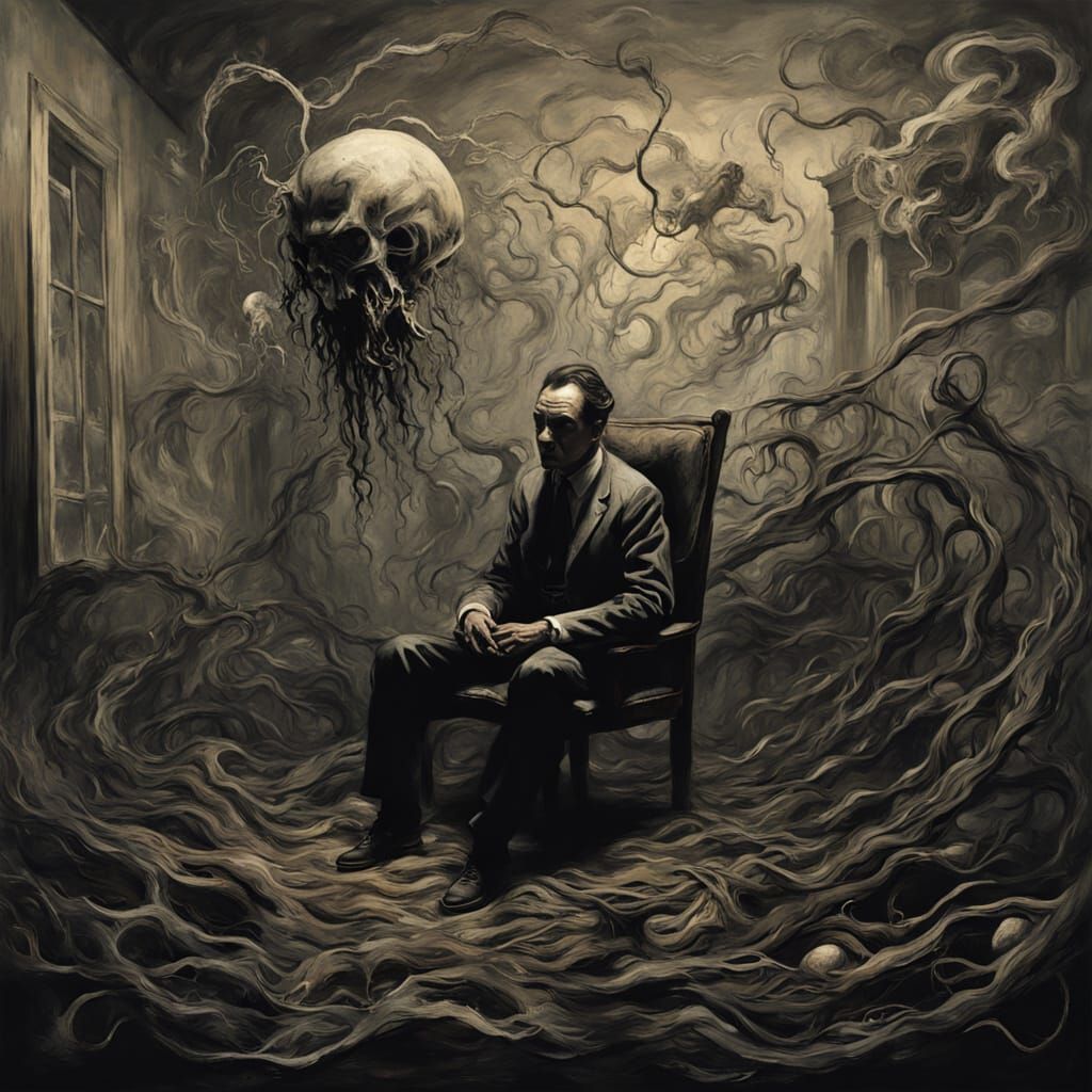 Surrealist Man Lost in Abstract Despair