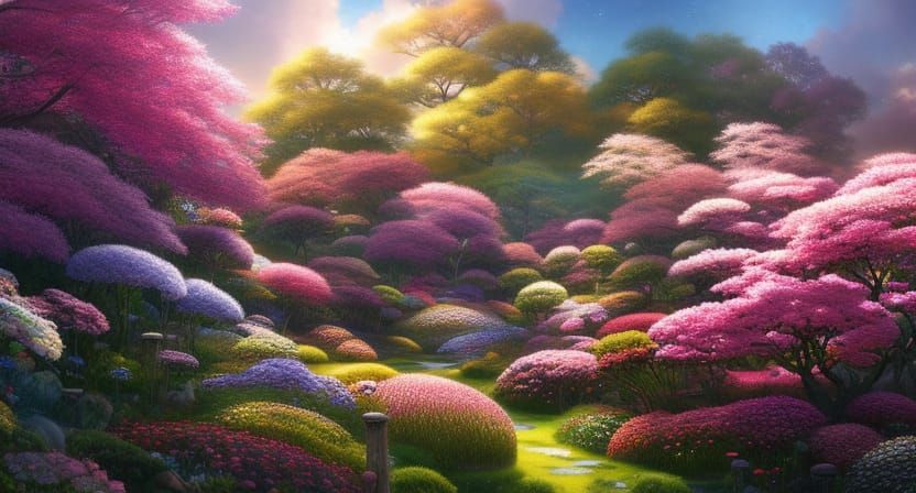 Magical Sakura Garden in Anime Style