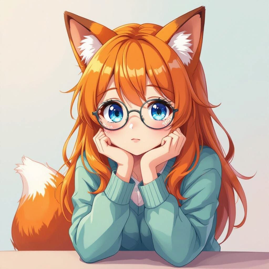 Anime Fox Girl Mascot in Pastel Colors