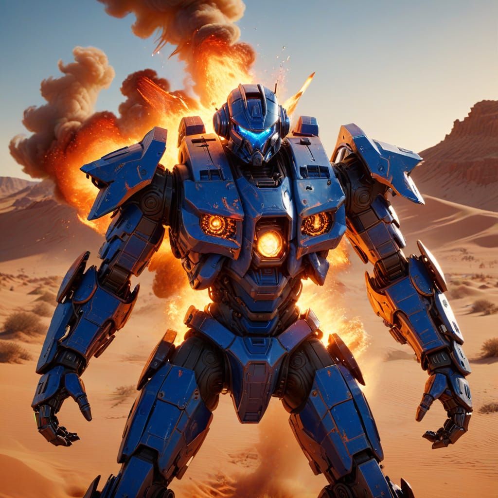Ultimate Battle Mech in Desert Landscape