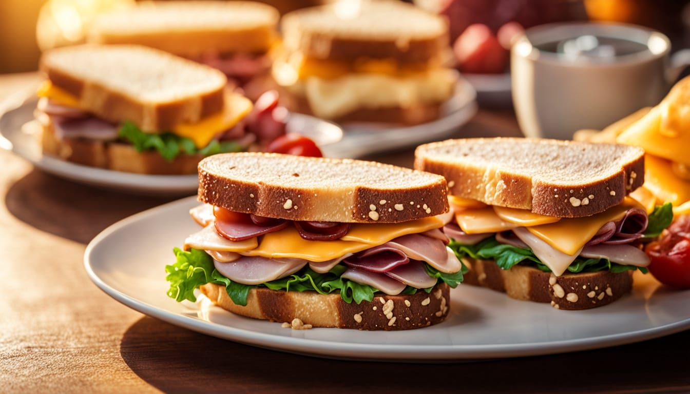 Hyperrealistic Food Photography: Gourmet Sandwiches