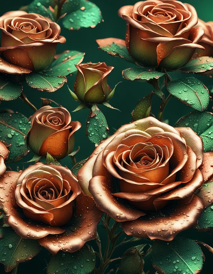 Copper Roses Bloom: Fantasy Concept Art