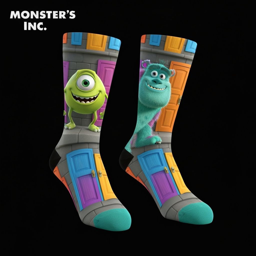 Monster's Inc. Socks with Mike and Sully in 3D Digital Art