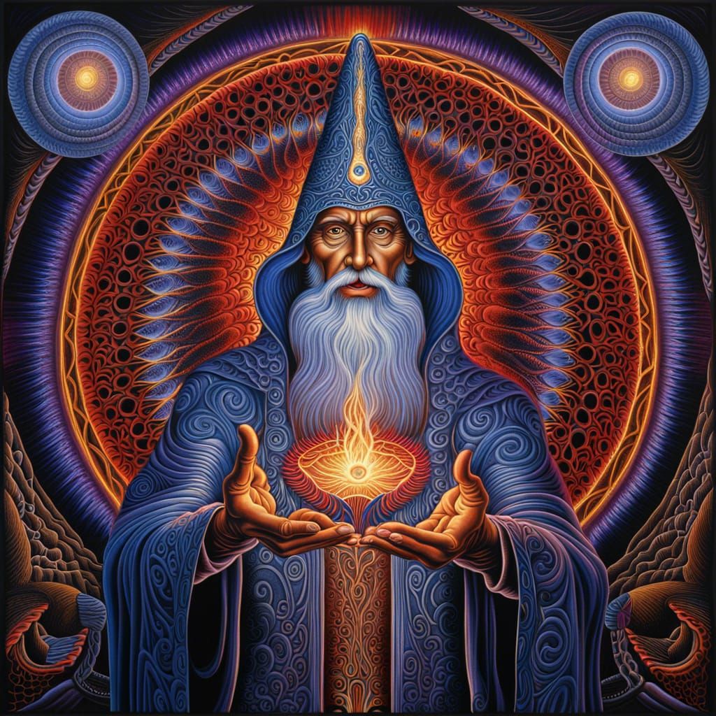 Wizard Casting Dark Magic in Visionary Style