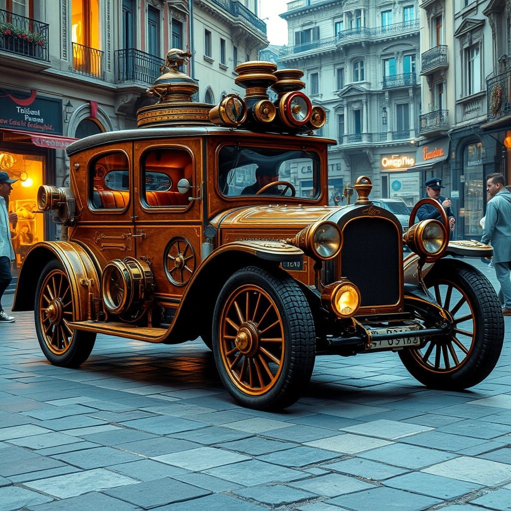 Steampunk Automobile in Brass City