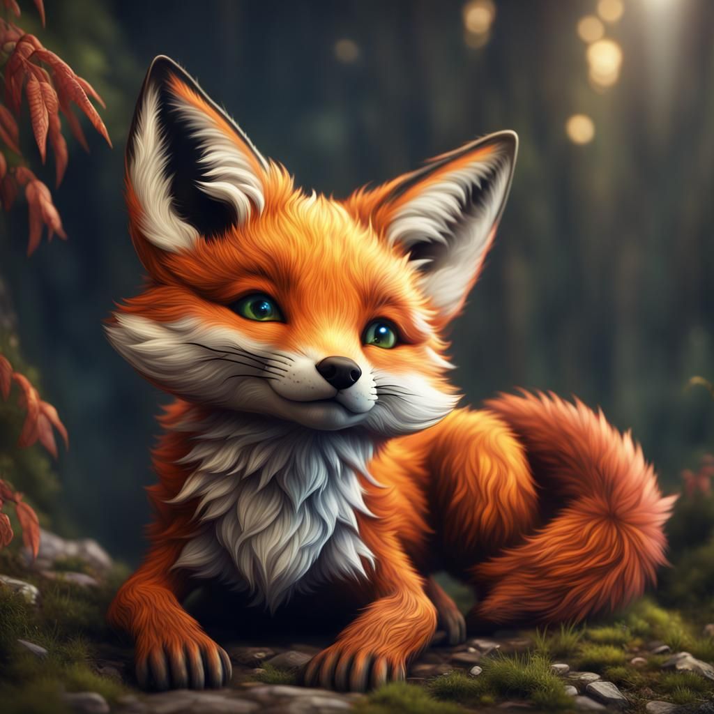 Cute Fox Cub in 16-bit Style