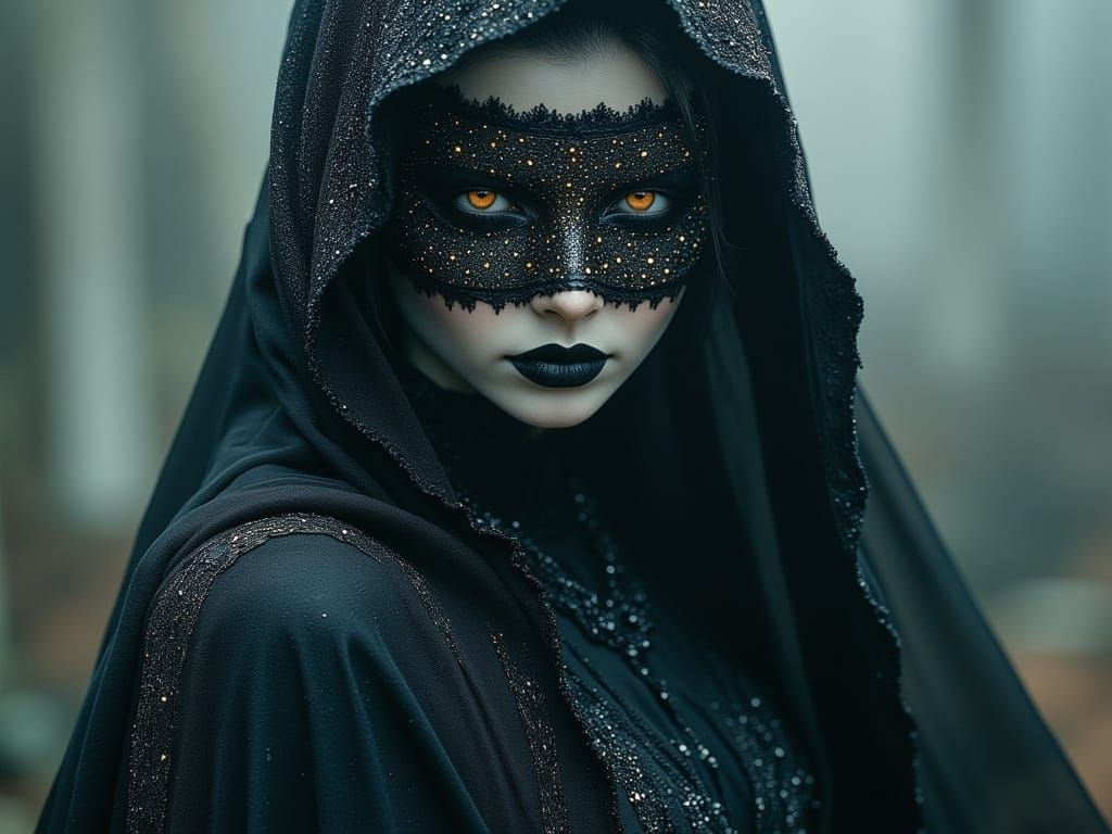 Bride in Starry Blindfold, Gothic Dark Fantasy Portrait