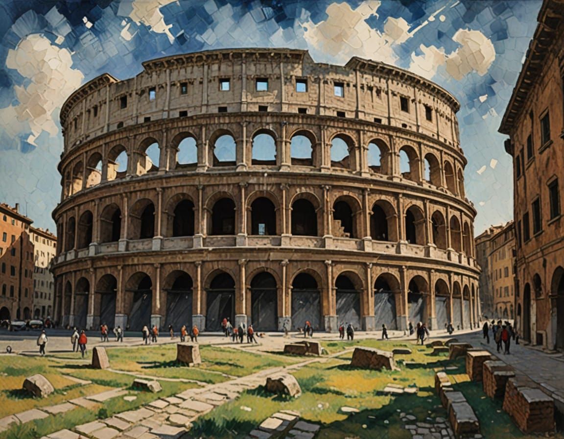 Elegant Vintage Artwork Depicts Majestic Colosseum