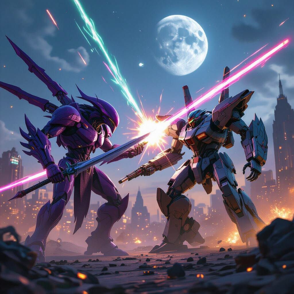 Mecha vs. Alien: Laser Guns vs. Swords in Epic Battle