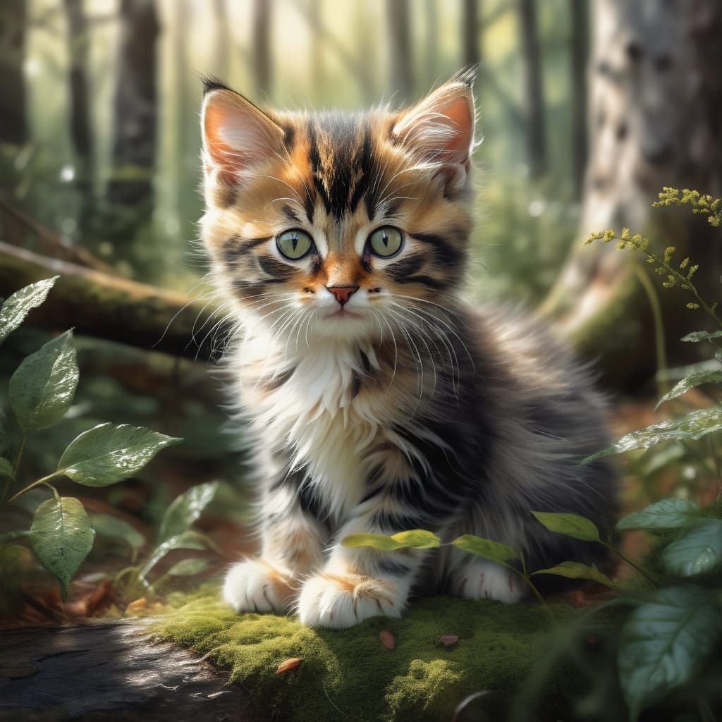 Budder-Beans, the calico kitten, has the perfect camouflage!