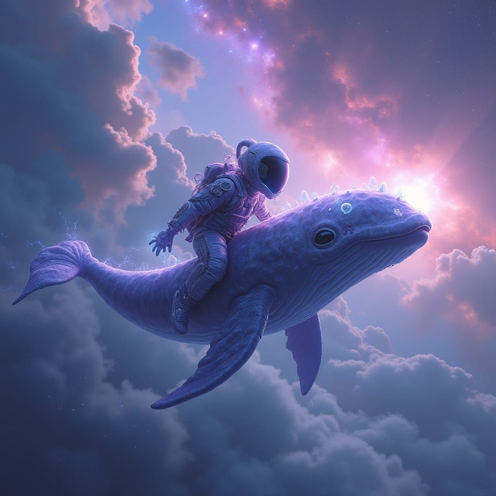 Epic Space Rider on a Galactic Whale