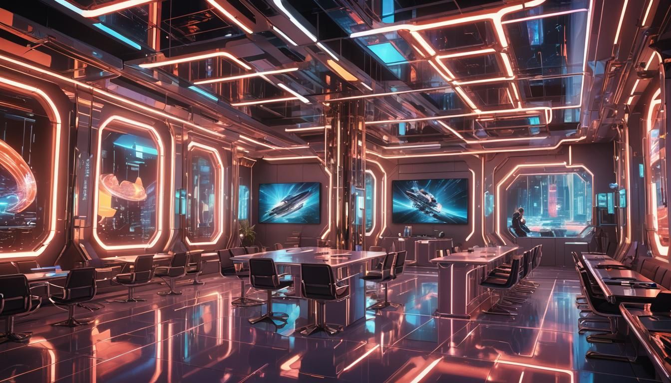 Futuristic Double Happiness Meeting Room in Anime Style