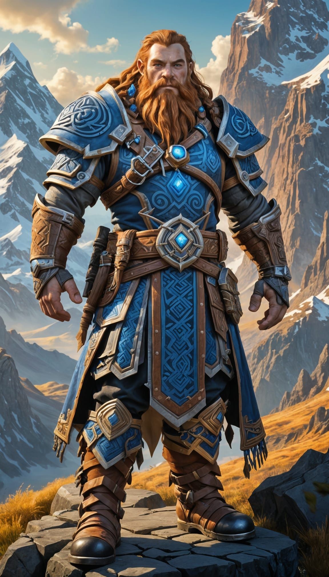Young Warcraft Dwarf in Intricate Armor, Hyperrealistic