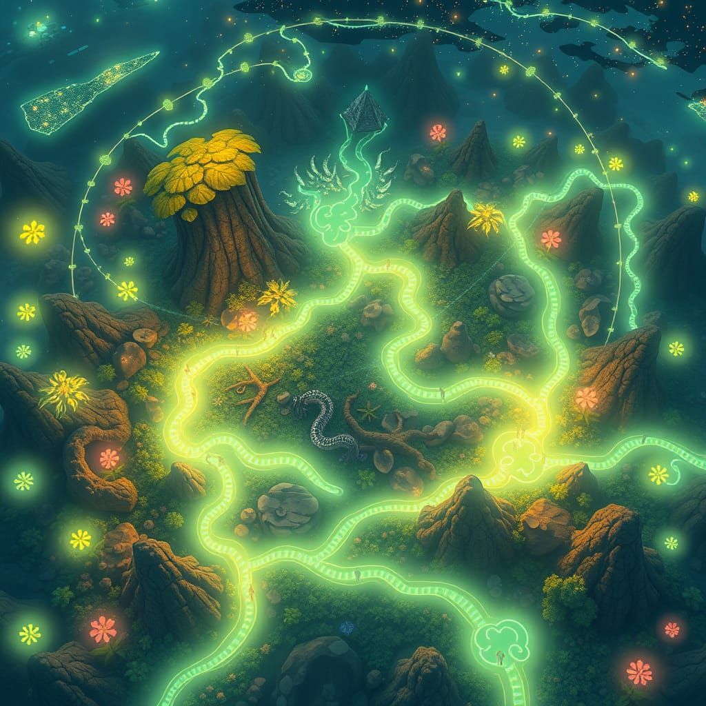 Whimsical Island Paradise in Ethereal Glow