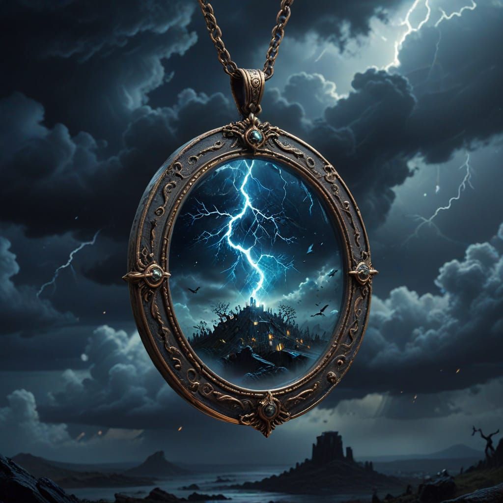 Ethereal Pendant in Dark Fantasy Oil Painting