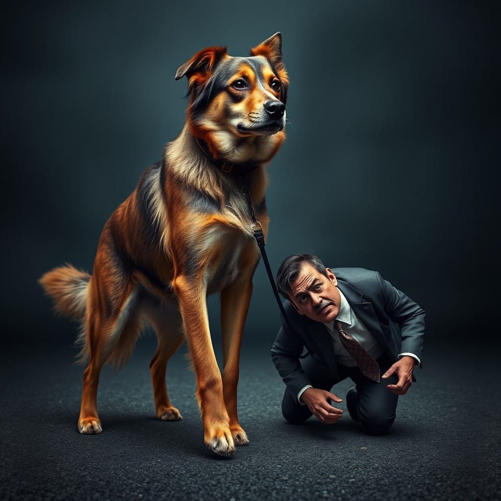 Dignified Dog Exudes Superiority in Surreal Role-Reversal Sc...