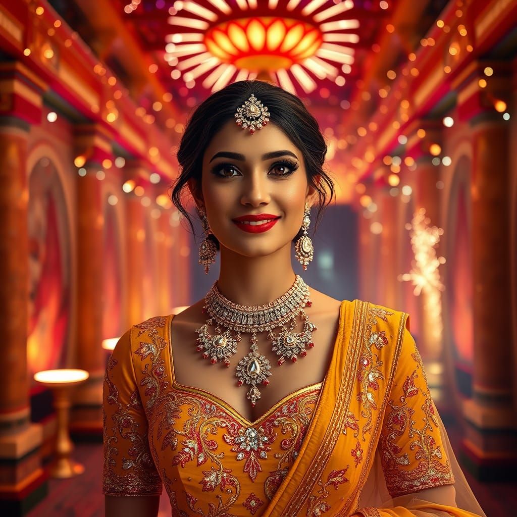 Greek Woman in Diwali Festival: An Unreal Engine 5 Image
