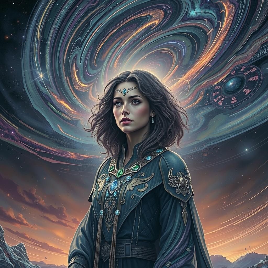 Regal Universe Woman with Celestial Cloak