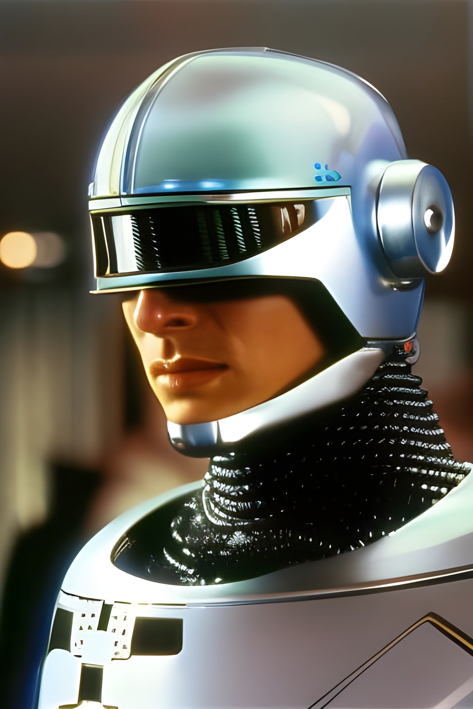 Classic Robocop Portrait in Cyberpunk Chrome