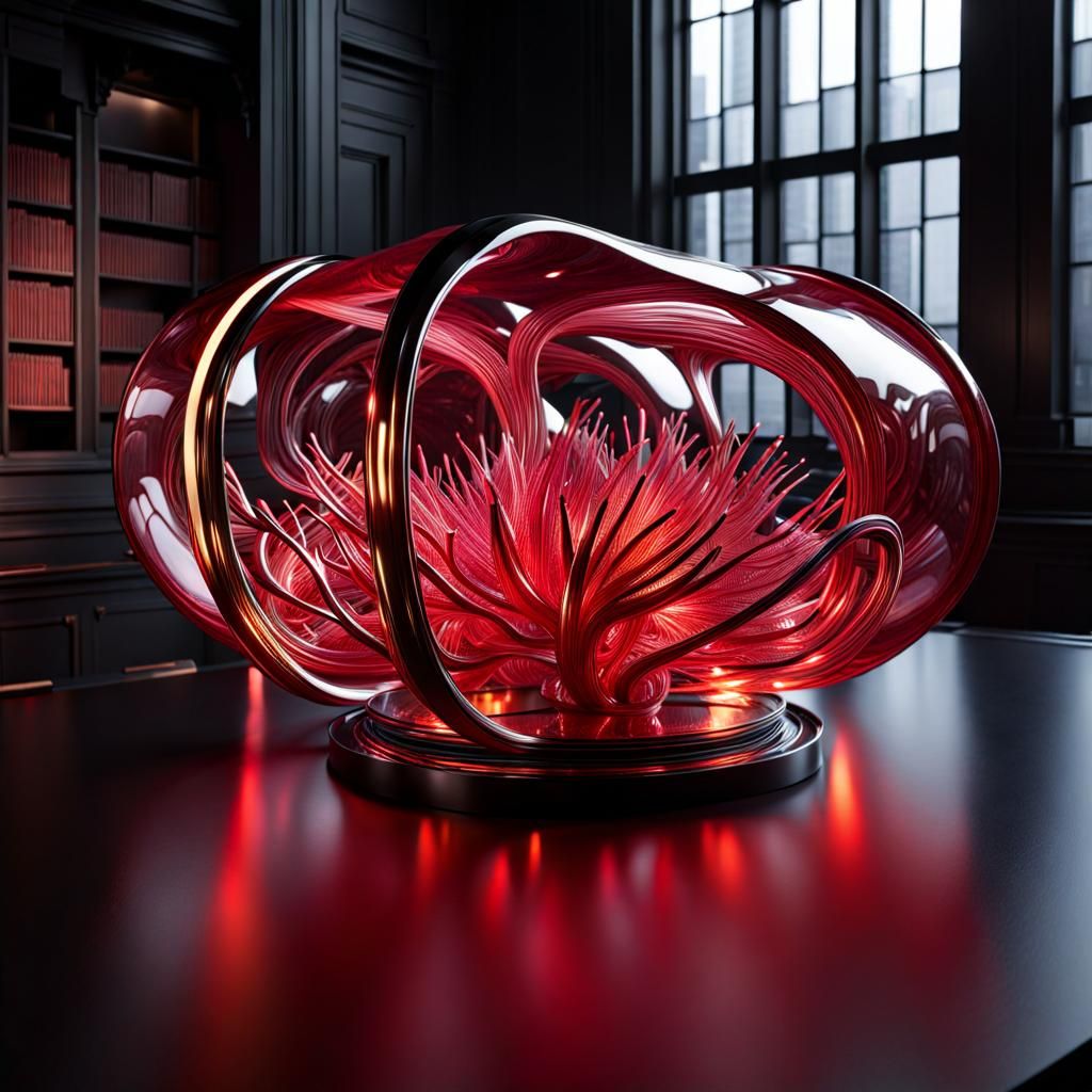 Glass Blood Vessel Network in Art Deco Style