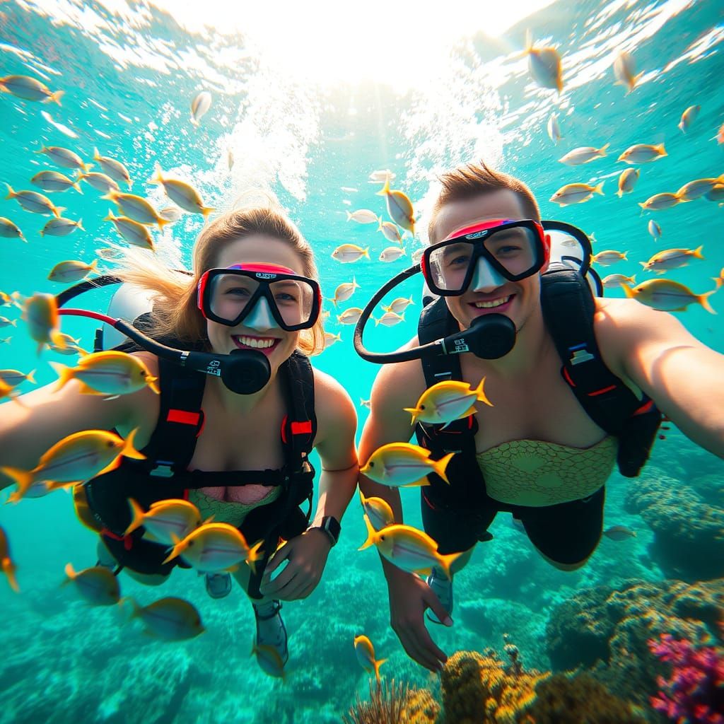 Vibrant Underwater Scene in Impressionist Style