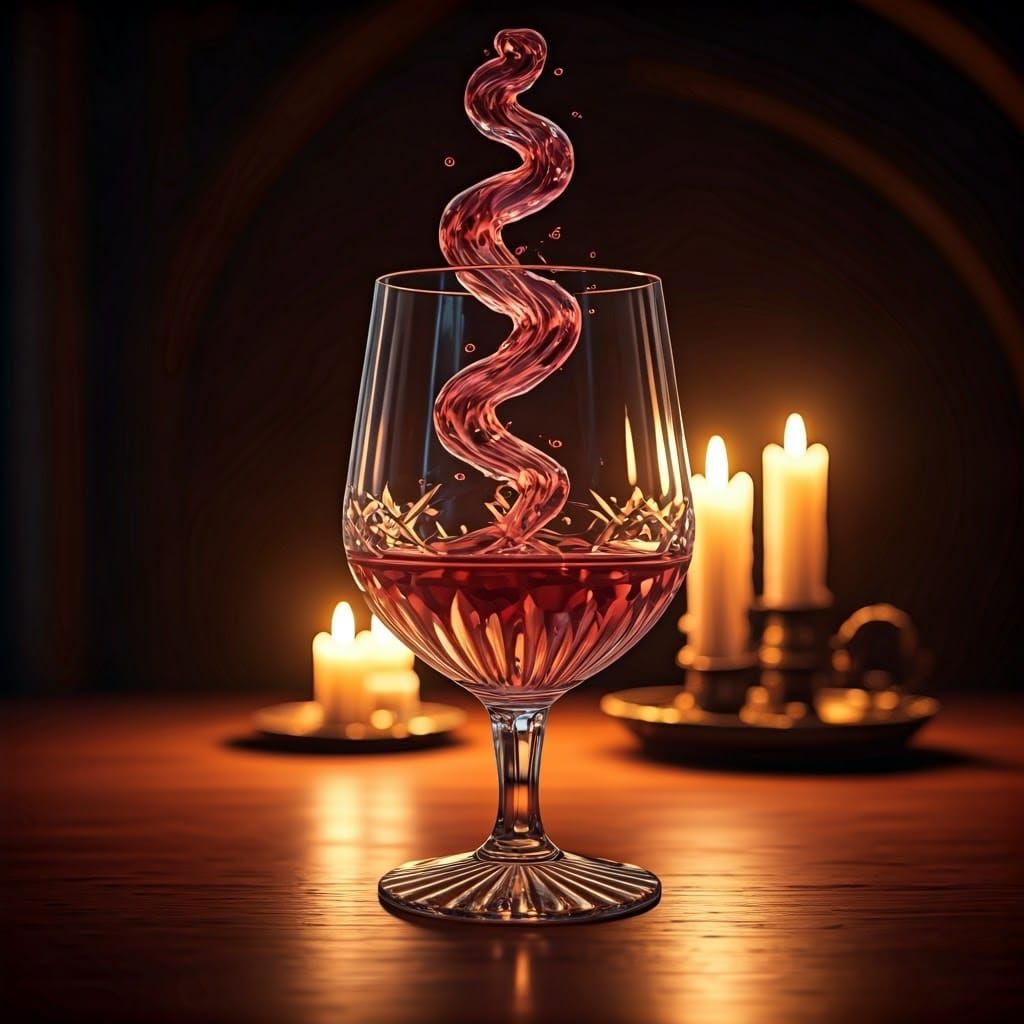Whimsical Wine Spiral in Crystal Goblet
