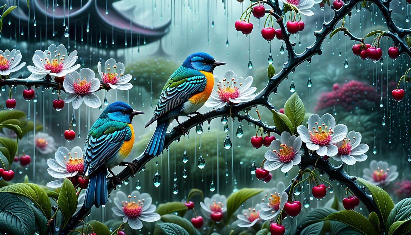 Fresh Rain - Stunning flowers in the garden with Raindrops i...