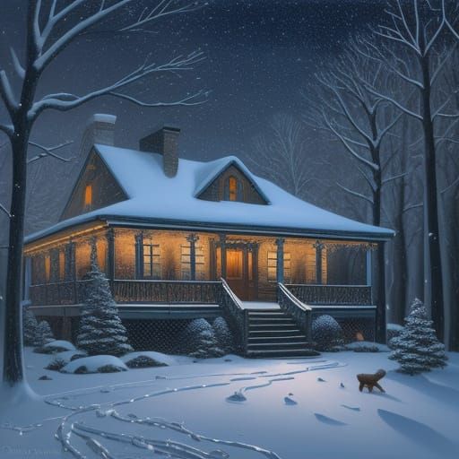 Winter Wonderland in Vibrant Oil Painting Style