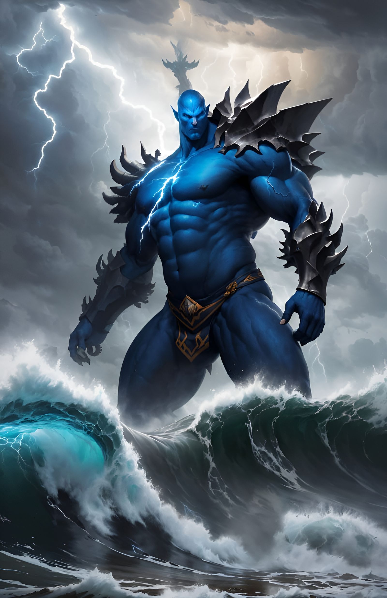 Majestic Storm Giant Amidst Crashing Waves