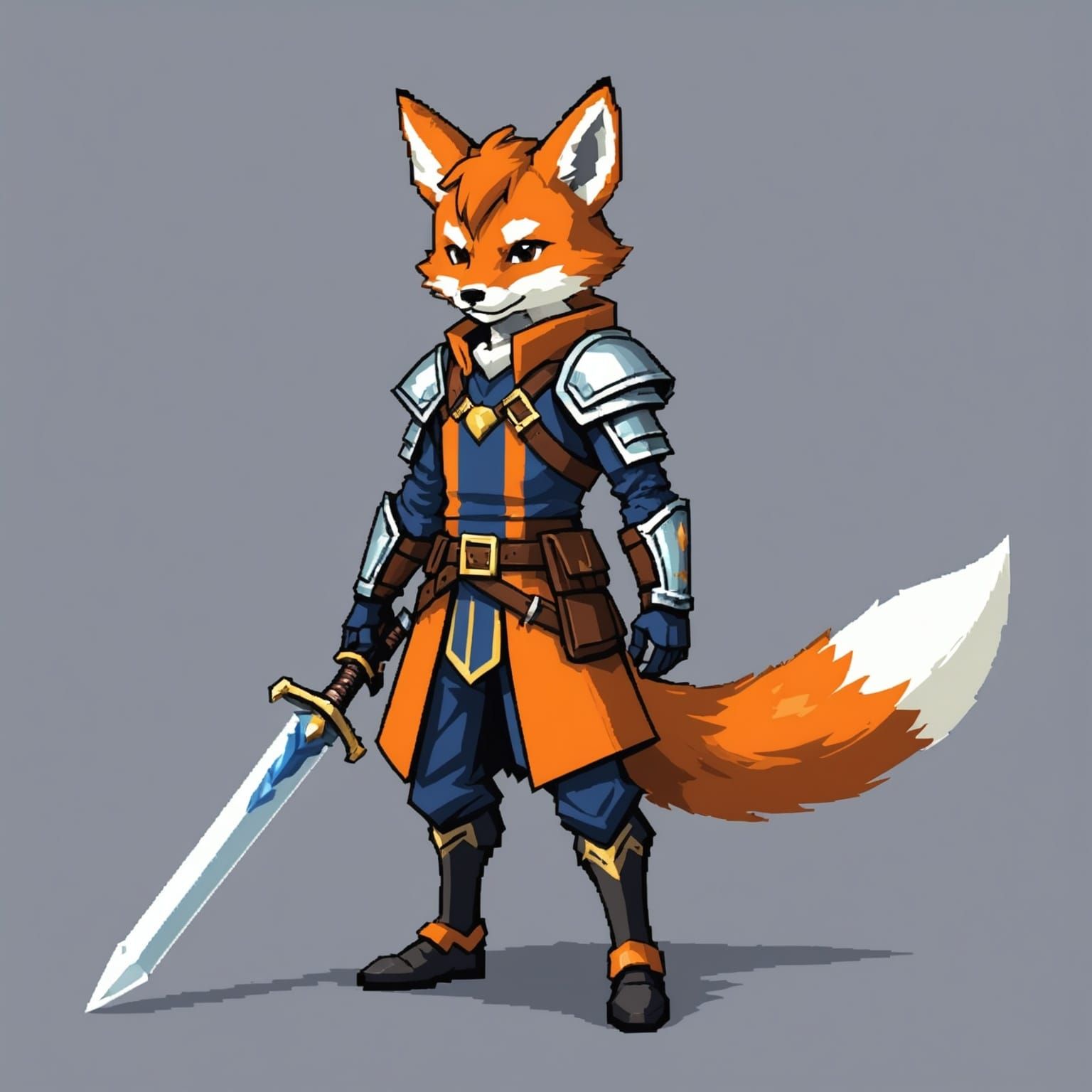 Pixel Art Fox RPG Character with Sword