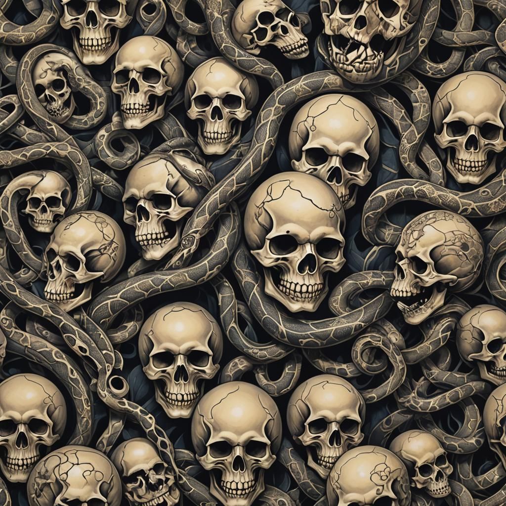 Snakes and Skulls Tattoo in Sinister Style