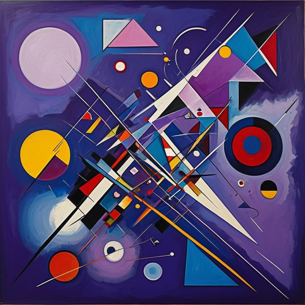 Geometric Abstract Purple Oil Painting Masterpiece
