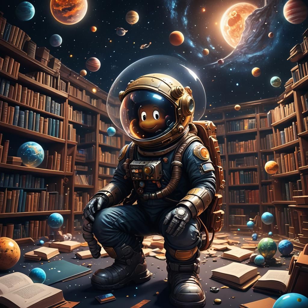 Bookworm in Space: Detailed Matte Painting