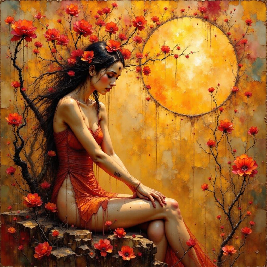 Golden Goddess of the Earth in Klimt's Majestic Style