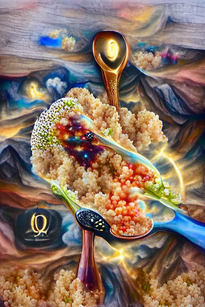 Divine Quinoa Spoon in Surrealist Religious Art