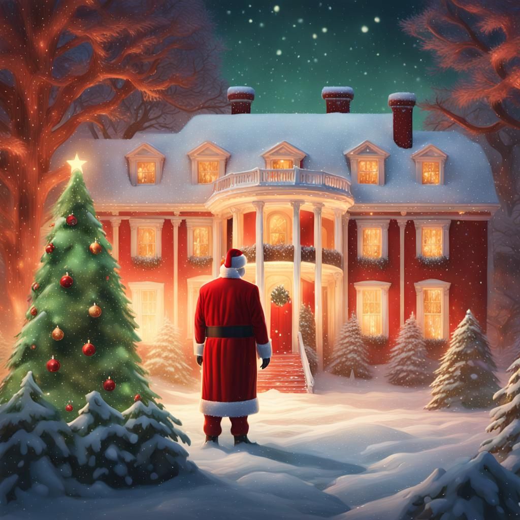 Donald Trump as Santa Claus in Whimsical White House Winter....